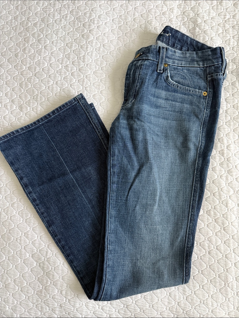 7 For All Mankind Two-Tone Blue Straight Leg Jeans